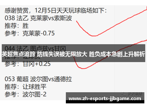 英超焦点追踪 防线失误被无限放大 胜负成本急剧上升解析